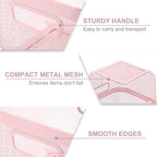 MorningRo 4 Pack Pink Metal Mesh Basket with Handles, Medium - Image 3