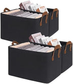 CHICVITA 30L Large Fabric Closet Baskets for Shelves, 4Pack, Black by CHICVITA
