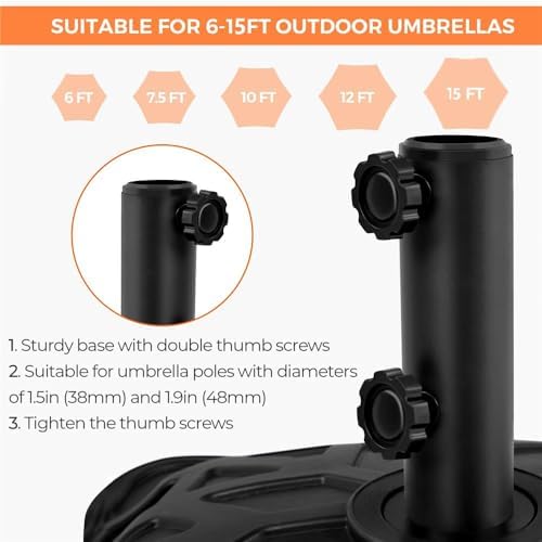 Yaheetech 123lbs Capacity Fillable Mobile Umbrella Base, Checkered, Black - Image 6