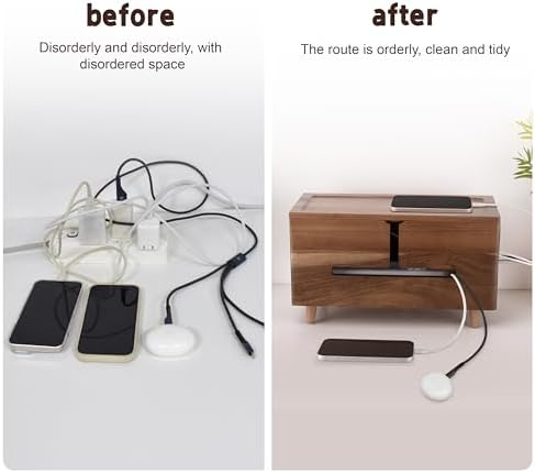 Brown Wood Large Cable Management Box for Power Strip and Cord Hideaway - Image 6