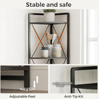 5 Tier Corner Shelf Stand, 64" H Tall Corner Bookshelf, Black - Image 4