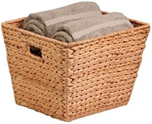 Honey-Can-Do Natural Water Hyacinth Tall Storage Basket with Built-In Handles, 15.75 x 14.5 x 12 in, Handwoven Eco-Friendly Bin by Honey-Can-Do