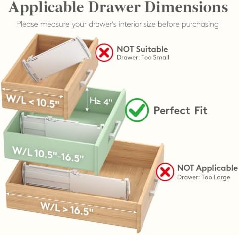 Lifewit 9 Pack 4" High Drawer Dividers, Adjustable Drawer Organizer Clothes - Image 3