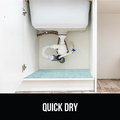 GORILLA GRIP LeakGuard Under Sink Mat for Kitchen Cabinet, 24x60 Spa Blue - Image 6