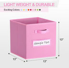 Fabric storage cubes (8 Pack) 13 Inch Cube Storage Bin, cube organizer bins with 8 Labels Window Cards & a Pen, Foldable cube organizer bins and Storage Box, Light Pink - Image 2
