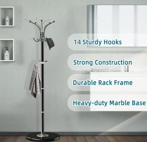 OIRUMIE Coat Rack,360°Rotary Coat Rack Stand,Coat Hanger Stand for Entryway - Image 3