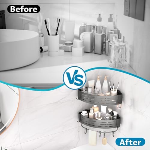 Onemake Corner Shower Caddy with Suction Cups, 2-Pack Shelves for Bathroom - Image 2