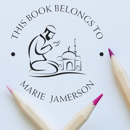 Custom Made Library Stamp - PSI Pre-Inked Praying Man Design for Islamic Cultural Center Members - Book Stamp for Libraries, Schools, and Personal Collections - Custom Library Stamp for Books - Image 4