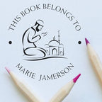 Personalized Return Book Stamp - Portable Pre-Inked Praying Man Design - Custom Made Book Stamp with Your Name for Islamic Bookstore Owners - Ideal for Libraries, Schools, and Personal Collections by AcornSalesCo