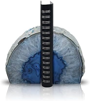 Nature's Decorations Blue Agate Bookends - A-Quality Small Heavy Duty Geode, Navy & Cobalt Office Decor Accents, Unique Crystal Gift, 1 Pair (2-3 lbs) by NaturesDecorations