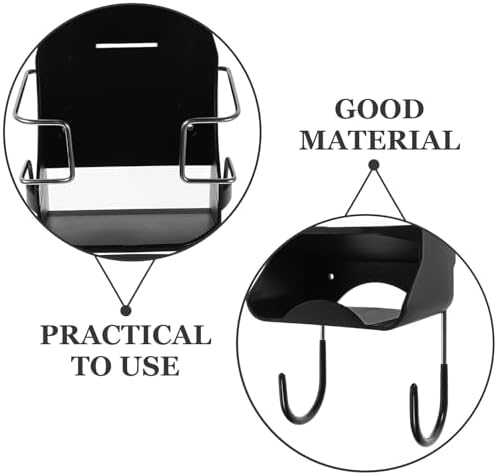 Black Ironing Board Rack Plastic Organizer Wall Mounted with Hooks - Image 7