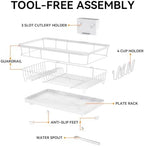 TOOLF Dish Drying Rack for Kitchen Counter,12.4''W x 16.5''L x 7.2'', White - Image 7