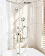 Shower Slide Bar Caddy Basket, Stainless Steel, 11 x 4.2 x 3.9 Inch, Adjustable Pole-Mounted Organizer for Shampoo and Body Wash - Image 3