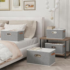 Yawinhe Fabric Storage Baskets,13.0x9.1x7.9in,Grey,4-Pack - Image 2