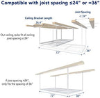 FLEXIMOUNTS 3x6 Overhead Garage Storage Adjustable Ceiling Rack, White - Image 5