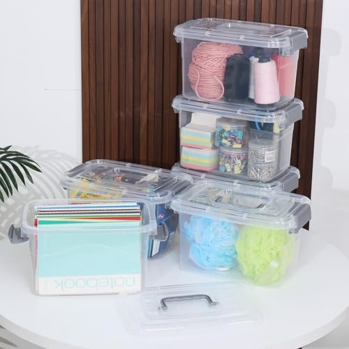 6 Quart Small Clear Plastic Storage Latch Box with Handle, 6 Packs - Image 4