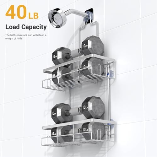 Hanging Shower Caddy Over Showerhead - Rustproof No Drill Shower Organizer - Image 4