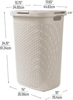 Mind Reader Tall Tapered Laundry Hamper with Lid, 60L Clothes Basket, Narrow Base Design for Bathrooms, Closets and Laundry Rooms, Plastic, 2 Pack, Ivory - Image 3