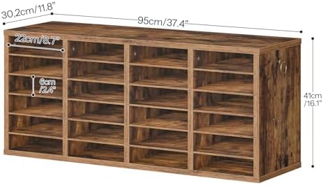 HOOBRO Literature Organizers, 24 Compartments Office Mailbox with Adjustable Shelves, Wood Countertop Literature Sorter for Office, Home, Classroom, Mailrooms Organization Rustic Brown FG64WF01 - Image 3