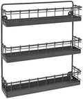 Spectrum 3 Tier Hanging Spice Rack for Wall Black Steel Kitchen Spice Organizer, Wall Mounted Metal Three Tier Metal Spice Organizer Rack for Kitchen Cabinet Pantry Organization by Unknown