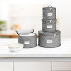 Sorbus China Storage Containers, 4-Piece Plate Storage Set (Gray) - Image 6