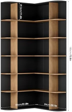 FOTOSOK 72" Corner Bookshelf, 6-Tier Bookshelf and Bookcase, Black/Brown - Image 2