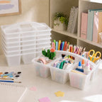 6 Pack Classroom Caddy with Handle, 6 Compartment (Clear) - Image 4