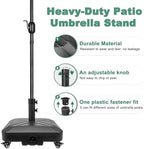 Patio Umbrella Base Heavy Duty with Wheels Square Market Stand for Outdoor 4 Locks 2 Knobs 125lb Capacity, Black - Image 6