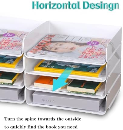 4 Tiers Stackable A4 Paper Trays, Office Desk File Holder, Tidy File Document Letter Book Paper Organizer (4 Tiers,White) - Image 6