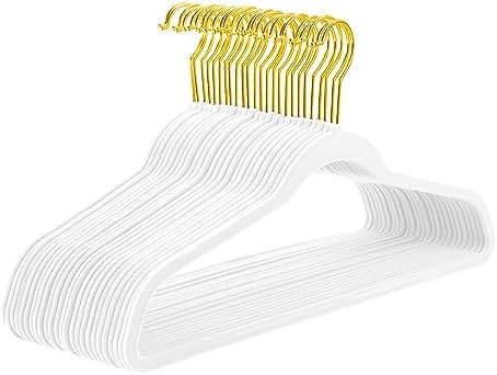 MIZGI Premium White Velvet Hangers, 60 Pack, Anti-Slip, Lightweight, Space Saving, Suitable for Coats, Shirts, Sweaters, Dresses, Pants, and More by MIZGI