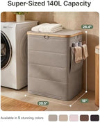 MIZATTO 2 Section Laundry Hamper with Lid, 140L Quilted Puffer Basket - Image 5