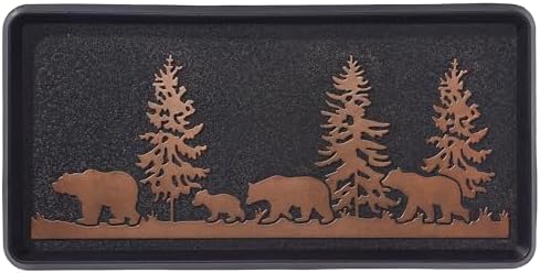 HF by LT Bears Rubber Boot Tray, 32 x 16 inches, One-Piece Seamless Construction, Durable Vulcanized Rubber, Year Round Use Indoors/Outdoors, Black with Brushed Copper by HFbyLT