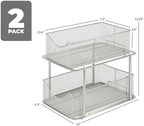 Sorbus Pull-Out Under Sink Organizer, Mesh Construction (Silver, 2 Pack) - Image 3