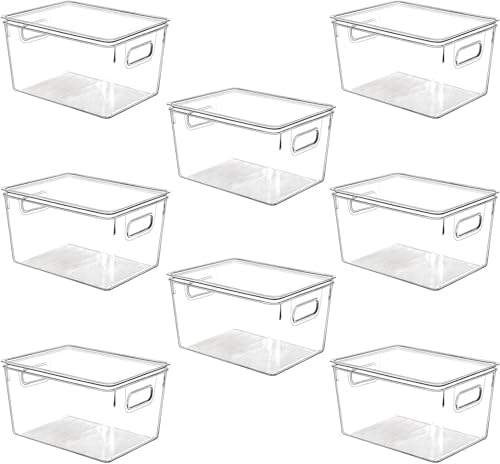 Clear Plastic Stackable Storage Bins with Lids, Pantry Organizers and Storage Containers Fridge Organizer Bins Kitchen Cabinet Organizer Bin for Organizing Under Sink Refrigerator Organization by CONTROLKITCHEN