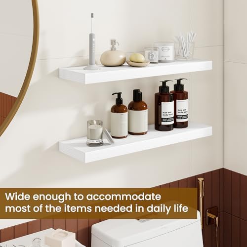 24 Inch Floating Shelves, 6.7" Deep Wall Shelves, White Wall Shelf Set of 3 - Image 6
