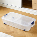 66 Quart Clear Plastic Underbed Storage Bin with Latching Lid and Wheels, Stackable Container, Blue - Image 6