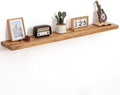 Floating Shelves for Wall, 48"Wx8"D Rustic Solid Elm Wood Floating Shelves Wall Mounted, Round Edge Wall Shelves with Invisible Bracket for Living Room Bathroom Bedroom Kitchen, Set of 1, Natural by FLYJOE