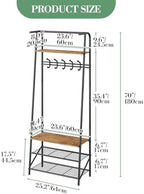 25" Coat Rack Hall Tree with Hooks, 4-Tier Shelf Entryway Storage Hall Tree Freestanding Metal Frame Multifunctional Hallway Organizer, Accent Furniture for Bathroom, Shoe Bench Entryway - Image 4