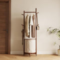 CycleCrew Solid Wood Coat Rack with Fabric Basket - Freestanding Coat Rack Rolling Coat Tree with 9 Hooks Wheels, Small Clothes Rack For Entryway Bedroom Hallway Living Room by Unknown