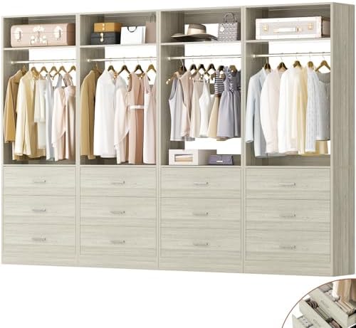 Besiost Closet Systems with 12 Wood Drawers, Closet System Set of 4 by Besiost