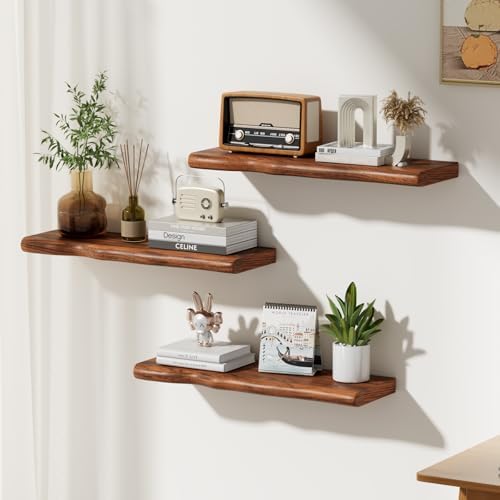 Organic Wavy Edge Floating Shelves,Hidden Brackets,2 Pack 24 in - Image 2