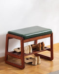 2-Tier Solid Wood Shoe Rack Bench for Entryway, Green, 21.65inches by ABAMFUR