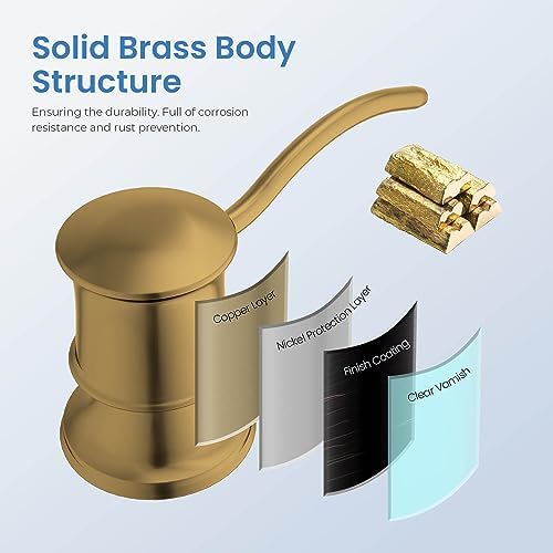 KIBI Countertop Refillable Soap Dispenser for Kitchen Sink | 8.5 Ounce Capacity with Easy Pump Action | Durable Stainless Steel Pump and Oil Rubbed Bronze Finish for Corrosion Resistance (KSD101) - Image 4