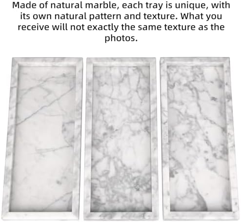 Marble Bathroom Vanity Tray, Carrara White, 12"x 5" x1.2" - Image 4