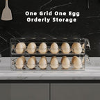 HIYOHIYO Clear 60 Grid Egg Organizer for Refrigerator with Drawers, 2-Tier - Image 4