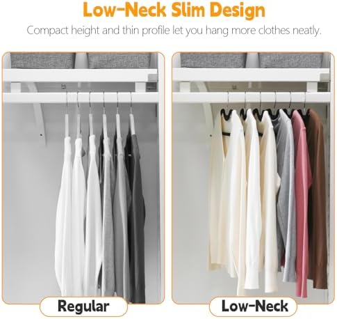 50 Pack Velvet Hangers, Short Neck Non Slip Slim Hangers with 360° Swivel Hook, Space Saving Clothes Hangers for Shirts, Dresses, Sweaters, Black - Image 6