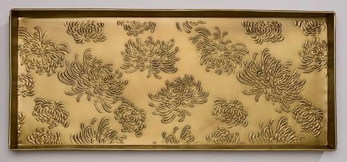 HF by LT Spider Mums Pattern Metal Boot Tray, 30 x 13 inches, Antique Brass Finish by HFbyLT