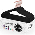 Smartor Black Velvet Hangers 50 Pack, Non Slip Rose Gold Hook Felt Hangers by Smartor