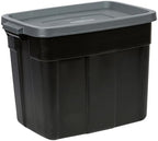Rubbermaid 6-Pack Heavy Duty Durable 3 GAL Totes for Storage with Snap Lids and Handles, Plastic Storage Bins Stackable Black Gray for Home and Garage (3 GAL - 6 Pack Solid Black and Grey) - Image 4