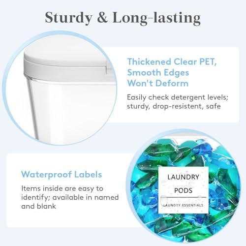 Lifewit Laundry Pods Container with Pop-up Lid, 0.5+0.72+1.2 gal, 3 Pcs - Image 5